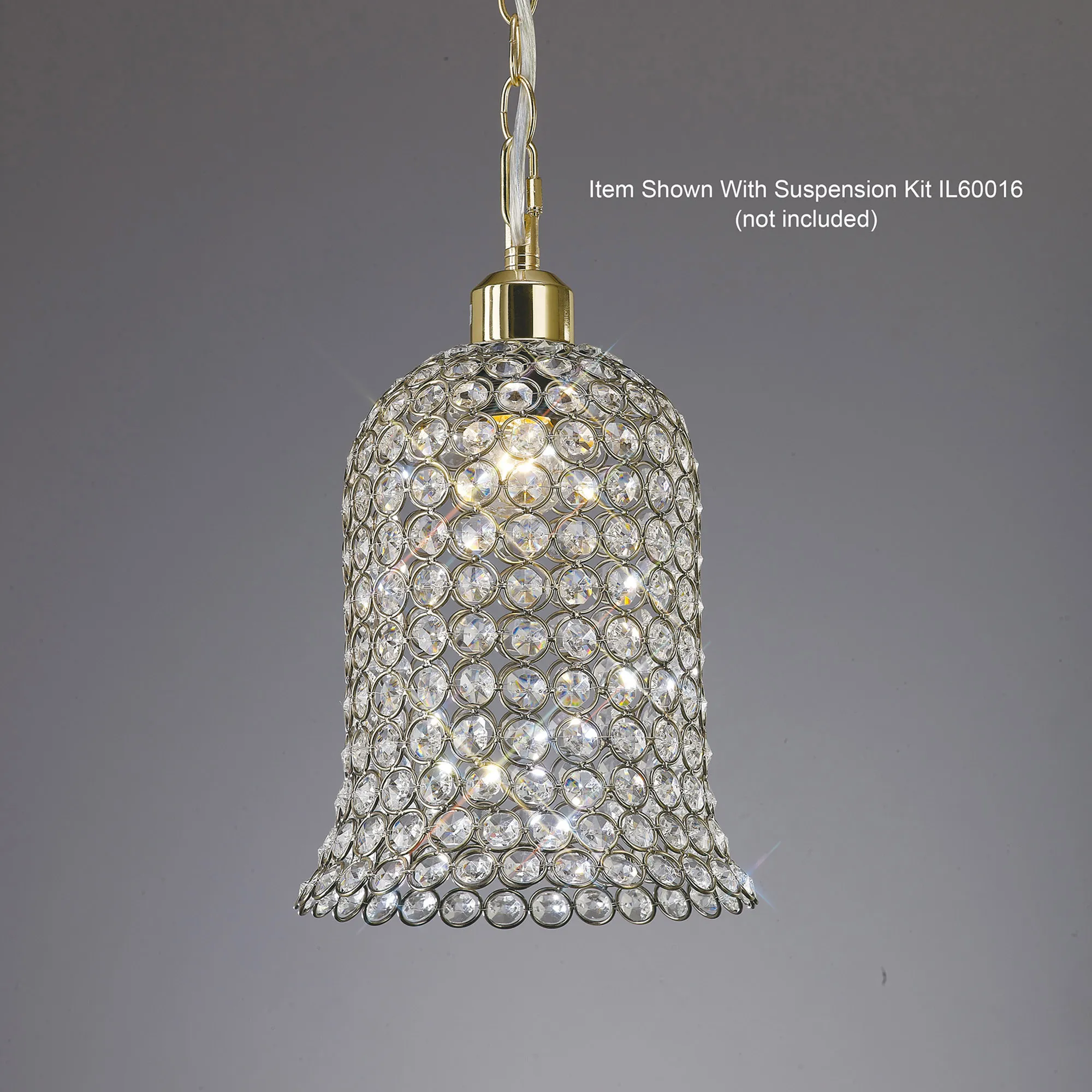 IL60031  Kudo Crystal Bell Non-Electric SHADE ONLY Antique Brass